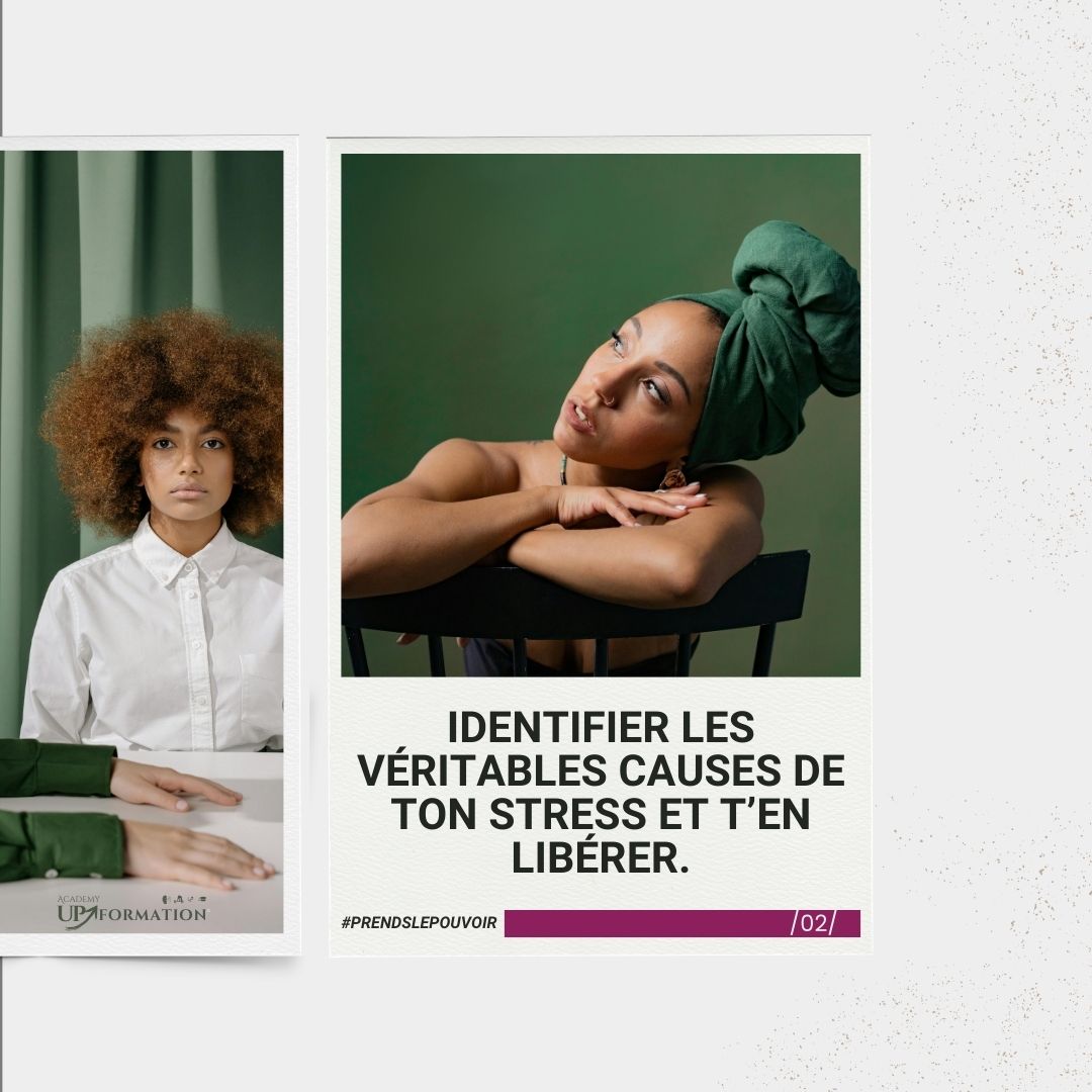 Femme assise sur une chaise, le regard pensif, symbolisant l'introspection et la libération du stress.