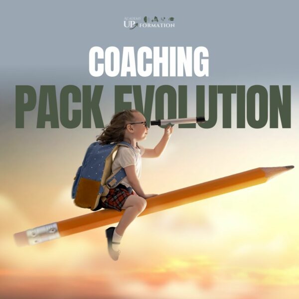 Coaching Pack Évolution - Une jeune fille en quête d'évolution chevauche un crayon, symbolisant la transformation personnelle.